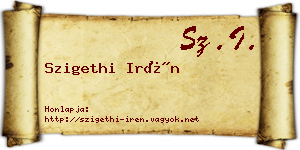 Szigethi Irén névjegykártya